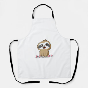 Cute Chibi Sloth Workout � Funny Kawaii Gym Animal Apron