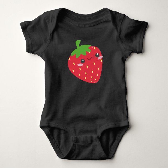 Cute Chibi Strawberry Baby Bodysuit (Front)