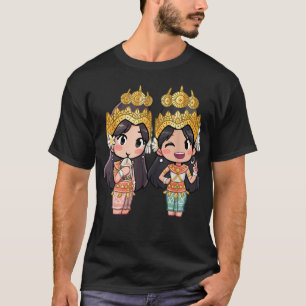 Cute Chibi Style Cambodian Khmer Apsara BFF friend T-Shirt