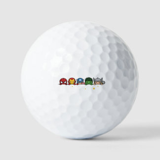 Cute Chibi Superhero Team Peeking Graphic Golf Balls