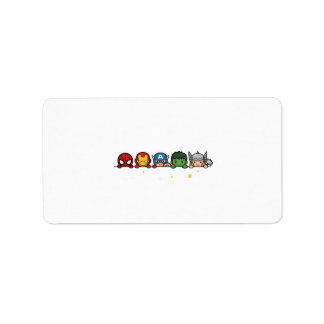 Cute Chibi Superhero Team Peeking Graphic Label