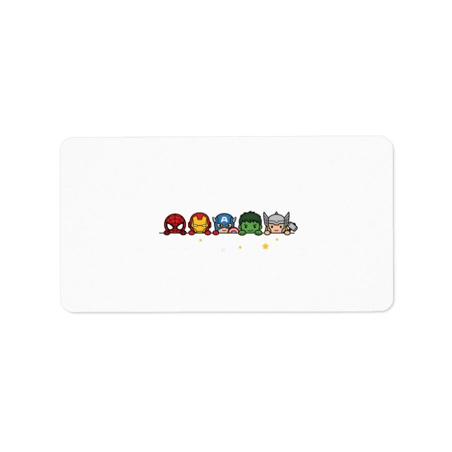 Cute Chibi Superhero Team Peeking Graphic Label (Front)
