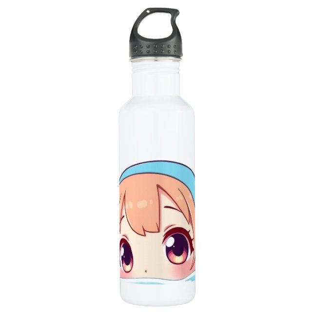 Cute Chibi Swimming 710 Ml Water Bottle (Front)