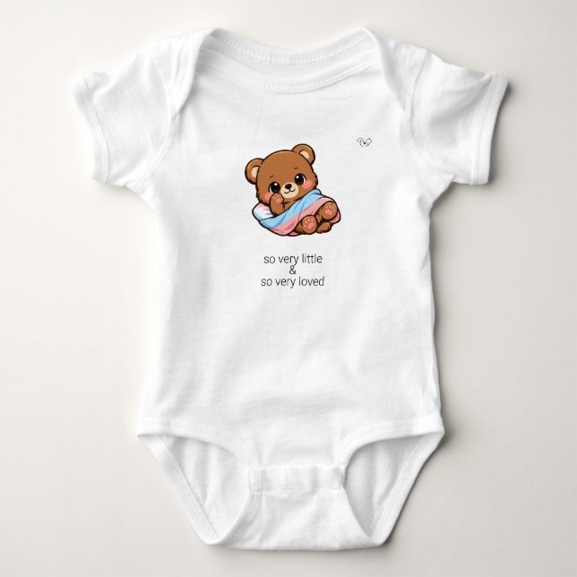 Cute Chibi Teddy Bear So Very Loved Baby Bodysuit (Front)