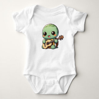 Cute Chibi Turtle Playing Guitar Baby Bodysuit