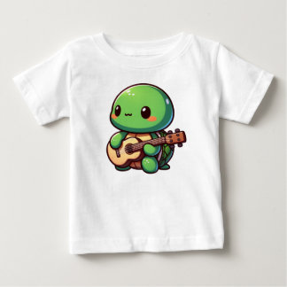 Cute Chibi Turtle Playing Guitar Baby T-Shirt