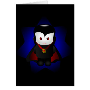 Cute Chibi Vampire Card - Dark Backgrounds