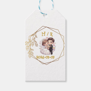Cute Chibi Wedding Couple Sticker Romantic Bride Gift Tags