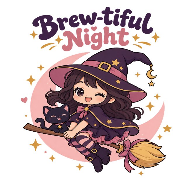 Cute Chibi Witch Brew-tiful Night  Sweatshirt (Creator Uploaded)