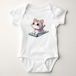 Cute Chibi Yoga Cat Baby Bodysuit