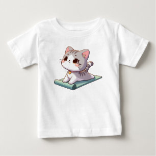 Cute Chibi Yoga Cat Baby T-Shirt