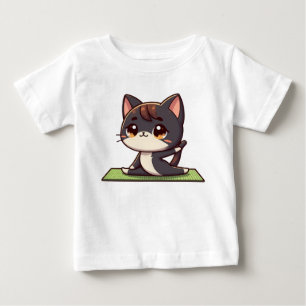Cute Chibi Yoga Cat Baby T-Shirt