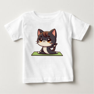 Cute Chibi Yoga Cat Baby T-Shirt