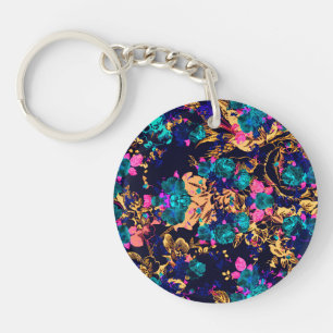 Cute chic abstract flowers background key ring