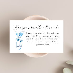 Cute Chic Blue Martini Coquette Bow Recipe Request Enclosure Card