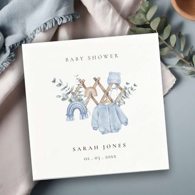 Cute Chic Boy Baby Clothes Essential Baby Shower Napkin (Creator Uploaded)