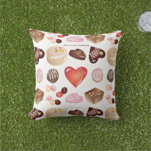 Cute Chic Chocolate Candy Heart Pattern Cushion