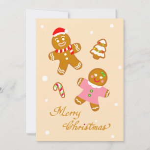 Cute Chic Christmas Gingerbread Flat Holiday Card
