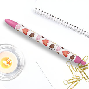 Cute Chic Colourful Chocolate Candy Heart Black Ink Pen