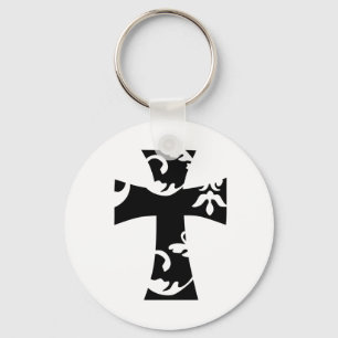 cute chic FLORAL CROSS Key Ring