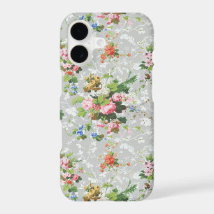 Cute Chic Girly Floral-Grey Background