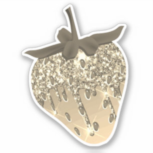 Cute Chic Girly Gold Aesthetic Glitter Strawberry