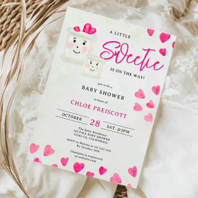 Cute chic pastel little sweetie hearts baby shower invitation (Cute chic pastel little sweetie hearts baby shower invitation)