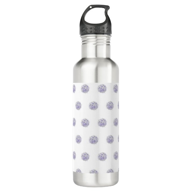 Cute Chic Pattern Flower Lavender Polka Dot 710 Ml Water Bottle (Front)
