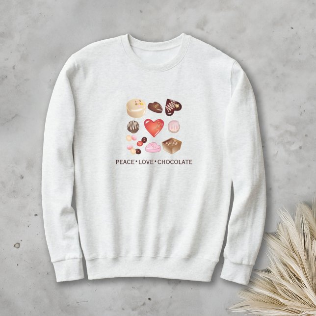 Cute Chic Peace Love Chocolate Heart Sweatshirt (Creator Uploaded)