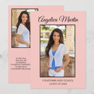 Cute Chic Pink Graduation 3 Photo Class 2022