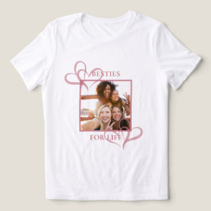 Cute Chic Pink Hearts Besties Photo Galentine's Tri-Blend Shirt