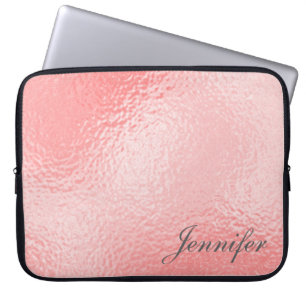Cute chic PINK printed glossy  PERSONALIZED Laptop Sleeve