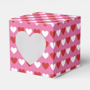 Cute Chic Red and White Hearts on Pink Favour Box