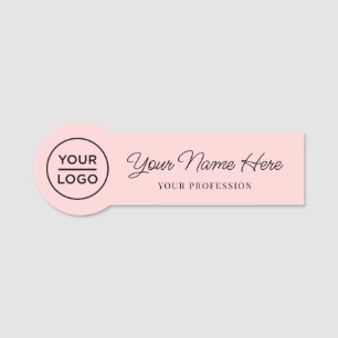 Cute Chic Script Employee Pin Round Logo Name Tags