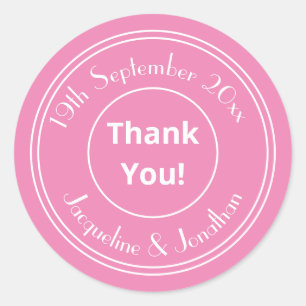 Cute Chic Soft Pink & White Font 'Thank You' Classic Round Sticker