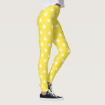 Cute Chic Yellow White Polka Dots Pattern Fashion Leggings<br><div class="desc">Custom, retro, cool, cute, chic, stylish, trendy, breatheable, hand sewn, white polka dots on yellow pattern womens full length fashion travel workout sports yoga gym running leggings pants, that stretches to fit your body, hugs in all the right places, bounces back after washing, and doesn't lose their shape on repeated...</div>
