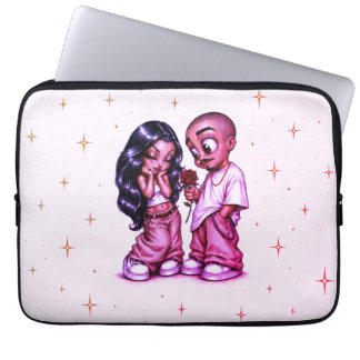 Cute Chicano Love Couple Pink Rose Mousepad Laptop Sleeve