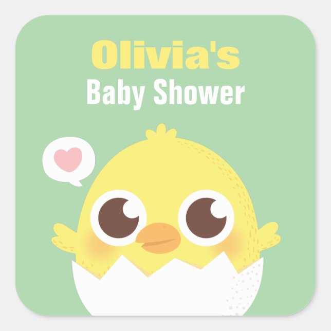 Cute Chick About to Hatch Baby Shower Stickers (Front)