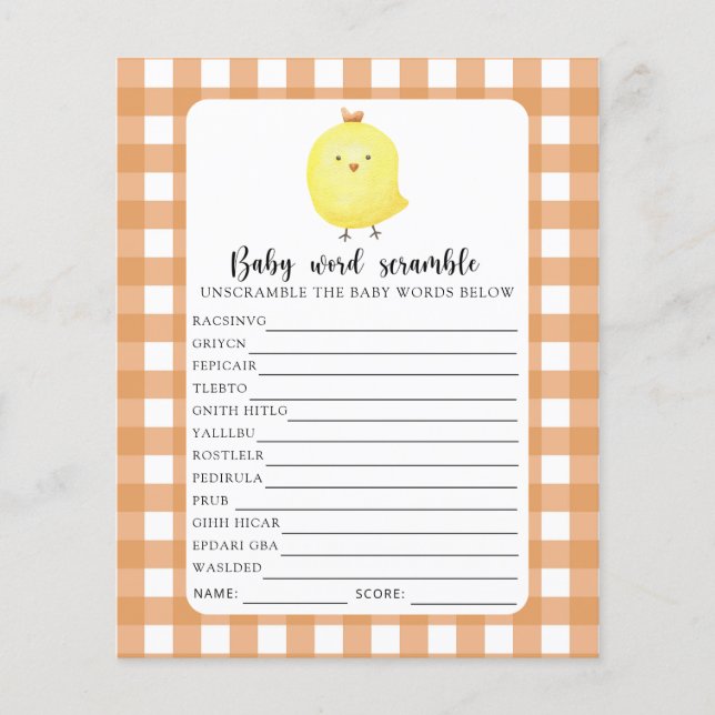 Cute chick - Baby Word Scramble Game (Front)