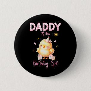 Cute Chick Birthday Girl Farm First Party Matching 6 Cm Round Badge