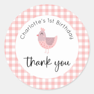 Cute Chick Birthday Thank You Classic Round Sticker