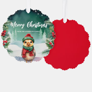 Cute Chick Chicken Santa Xmas Holiday Party Family Tree Decoration Card