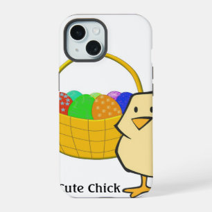 Cute Chick Chicken with Easter Basket of Eggs iPhone 15 Case