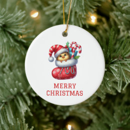 Cute Chick Christmas Ceramic Tree Decoration