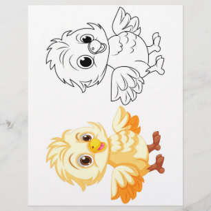 Cute chick doodle colouring page