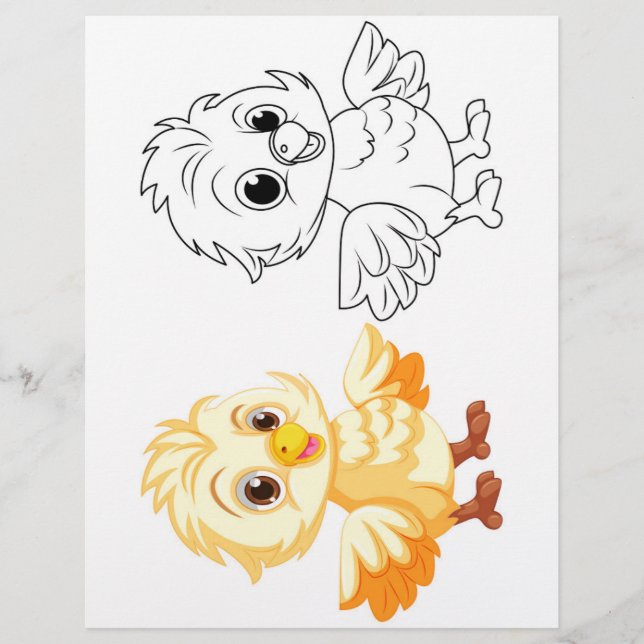 Cute chick doodle colouring page (Front)