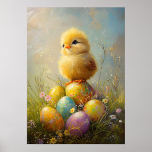 Cute Chick Easter Painting Poster