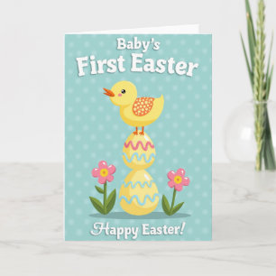 Cute Chick Egg Tower Baby Card