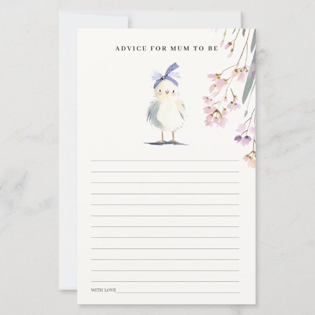 Cute Chick Farm Floral Advice For Mum Baby Shower (Front)