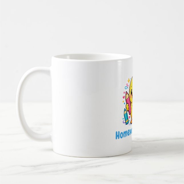 Cute Chick Homework Again Funny School Coffee Mug (Left)